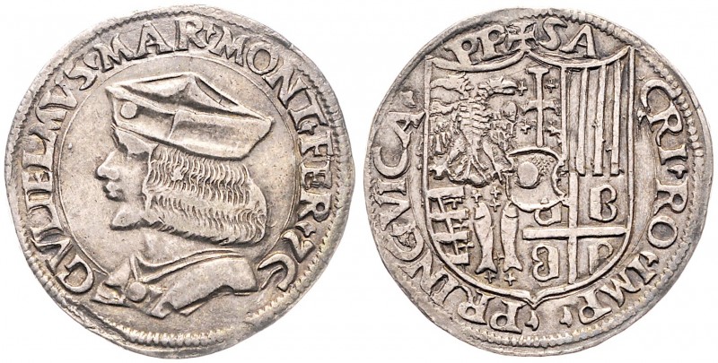 Guglielmo II. Paledoga 1494 - 1518
Italien, Casale. Testone, o. Jahr. Casale
10,...