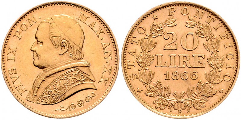 Pius IX. 1846 - 1878
Vatikan, Vatikan. 20 Lire, 1866 R. Rom
6,47g
KM 1382.2
vz/s...