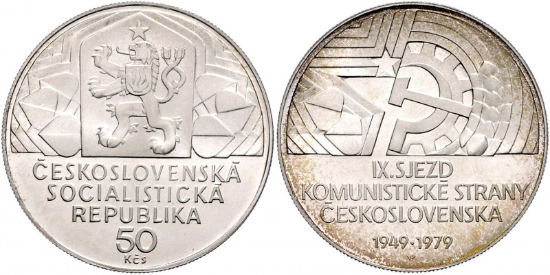 50 Kronen, 1979
Tschechoslowakei. IX. Komm. Parteitag. 13,05g
KM 98
PP