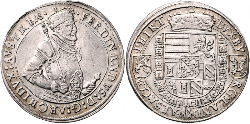 Erzherzog Ferdinand 1564 - 1594
Taler, o. Jahr. Ensisheim
28,61g
Klemesch 95
ss