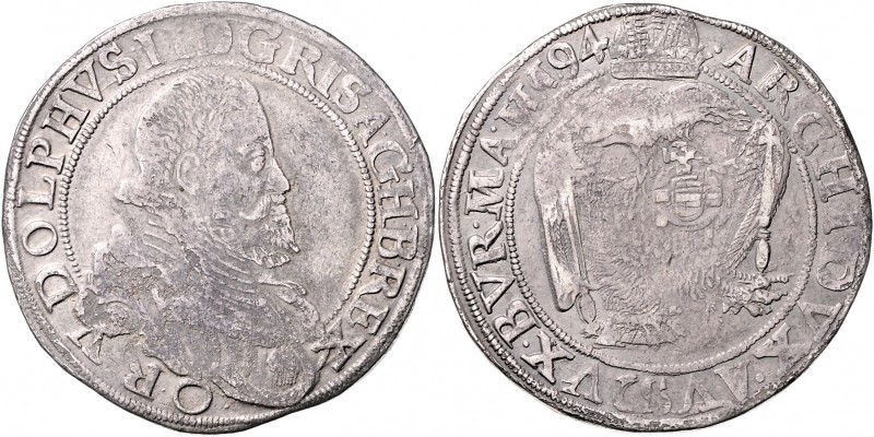 Rudolph II. 1576 - 1612
Taler, (15)94. Wien
28,26g
MzA. Seite 80
ss+