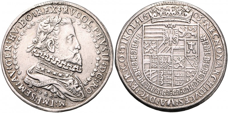 Rudolph II. 1576 - 1612
1/2 Taler, 1603. Hall
14,29g
MT R273
Hsp. ?, geglättete ...