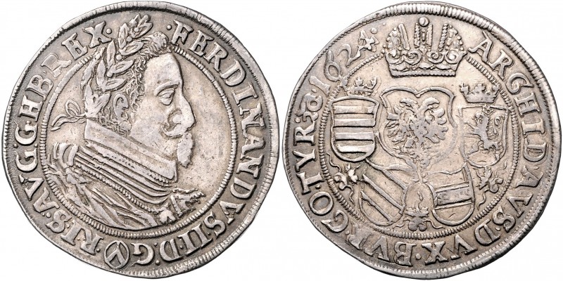 Ferdinand II. als Kaiser 1619 - 1637
Taler, 1624. Mm. M. Fellner, 5 Wappen
Wien
...