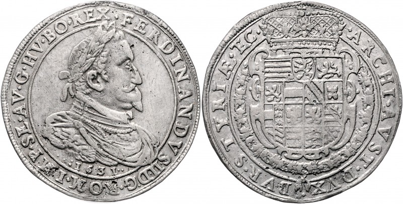 Ferdinand II. als Kaiser 1619 - 1637
Doppeltaler / 2 Taler, 1631. Zinnabschlag
G...