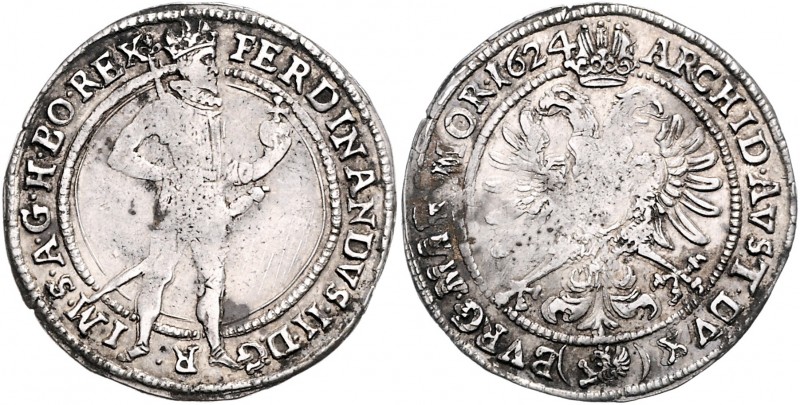 Ferdinand II. als Kaiser 1619 - 1637
1/4 Taler, 1624. Prag
7,29g
Her. 888b
f.ss