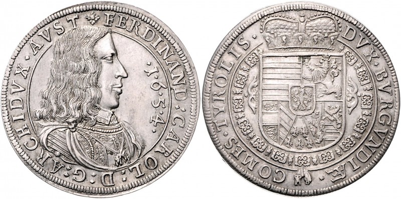 Erzherzog Ferdinand Karl 1632 - 1662
1/2 Taler, 1654. Hall
14,56g
M./T. 514
vz