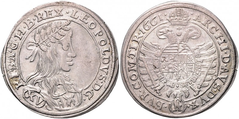 Leopold I. 1657 - 1705
XV Kreuzer, 1661 C-A. Wien
6,13g
Her. 917, WIE. 61.1.3.
s...