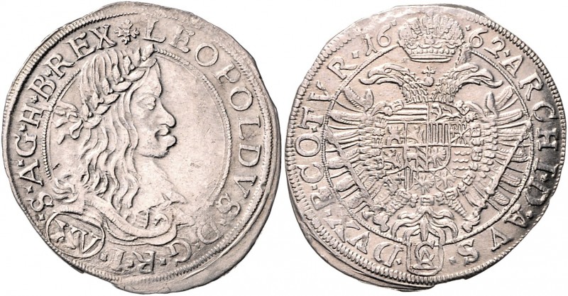 Leopold I. 1657 - 1705
XV Kreuzer, 1662 C-A. Wien
6,69g
Her.--, WIE. 62.6.14. (d...