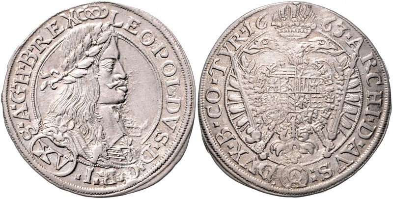 Leopold I. 1657 - 1705
XV Kreuzer, 1663 C-A. Wien
6,26g
Her. 922, WIE. 63.4.21. ...