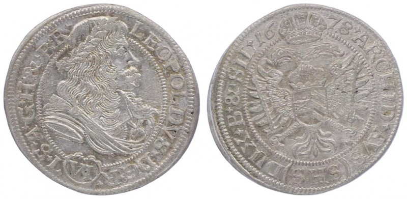 Leopold I. 1657 - 1705
VI Kreuzer, 1678 SHS. Breslau
3,06g
Her. 1208
vz/stgl