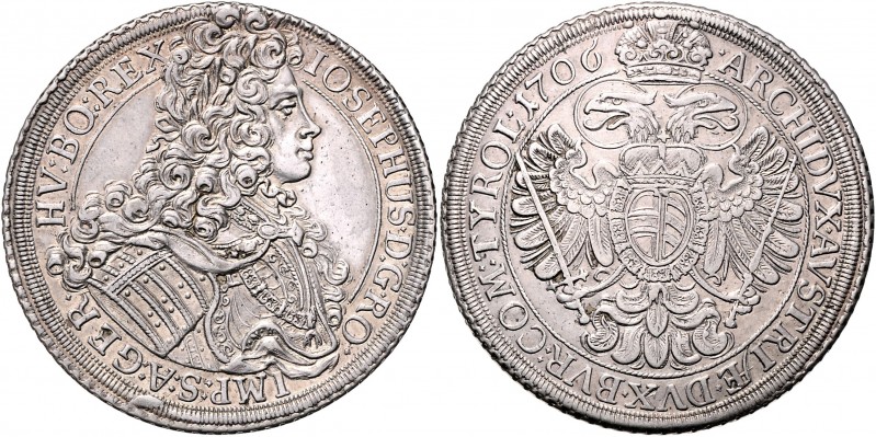 Joseph I. 1705 - 1711
Taler, 1706 IMH. Wien
28,32g
Her. 120
vz