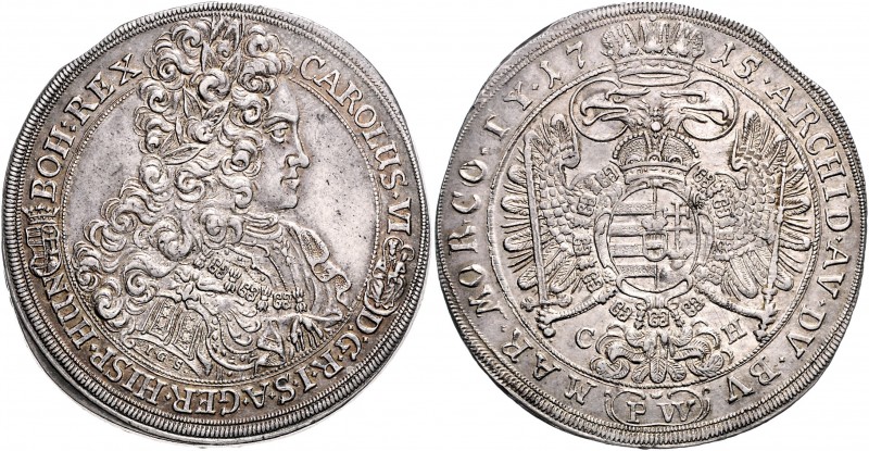 Carl VI. 1711 - 1740
Taler, 1715 IGS // D-H/P-W. Pressburg
28,86g
Her. 457
vz