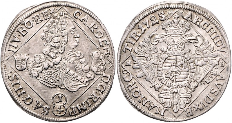 Carl VI. 1711 - 1740
1/4 Taler, 1725 N-B. Nagybanya
7,20g
Her. 611
vz/stgl