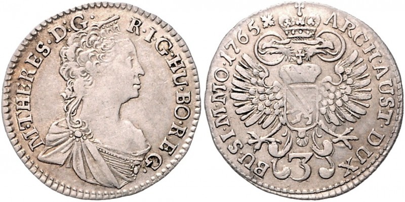 Maria Theresia 1740 - 1780
3 Kreuzer, 1765. Prag
1,66g
Fr. 959, Her. 1376, Eyp. ...