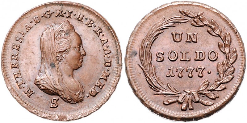 Maria Theresia 1740 - 1780
Soldo, 1777 S. Schmöllnitz
8,20g
Fr. 1382, Her. 1865,...