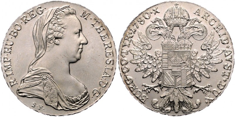 Maria Theresia 1740 - 1780
Taler, 1780 S.F.. Wien
28,10g
H. 57
stgl