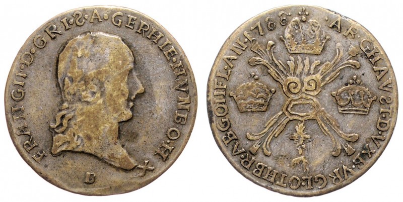 Joseph II. als Alleinregent 1780 - 1790
1/4 Kronentaler, 1788 B. zeitgenössische...