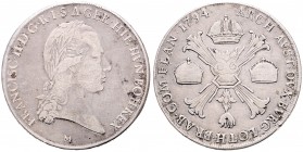 Franz II. 1792 - 1806
Kronentaler, 1794 M. Mailand
29,17g
Her. 489
ss