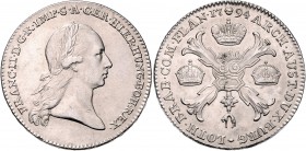 Franz II. 1792 - 1806
Kronentaler, 1794. Brüssel
29,49g
Her. 496
vz