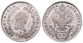 Franz II. 1792 - 1806
20 Kreuzer, 1802 B. Kremnitz
6,19g
Her. 683
vz/stgl