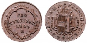 Franz II. 1792 - 1806
Kreuzer, 1804 H. Günzburg
5,41g
Her. 1075
vz/stgl