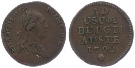 Franz II. 1792 - 1806
Liard, 1792. Brüssel
3,76g
Her. 1200
ss