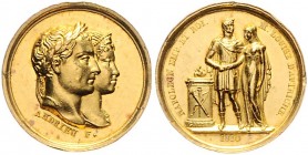 Franz I. 1806 - 1835
Goldmedaille, 1810. von B. Andrieu und A. Galle, auf seine Vermählung mit Erzherzogin Marie Louise (*1791, †1847), Tochter des Ka...