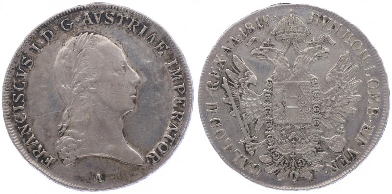 Franz I. 1806 - 1835
Taler, 1819 A. Wien
28,02g
Fr. 144
Felder geglättet
ss