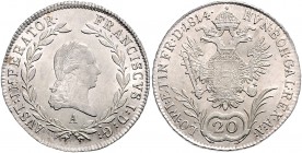 Franz I. 1806 - 1835
20 Kreuzer, 1814 A. Wien
6,72g
Fr. 303
stgl
