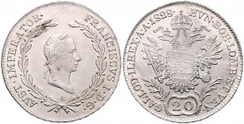 Franz I. 1806 - 1835
20 Kreuzer, 1828 A. Wien
6,66g
Fr. 364
stgl