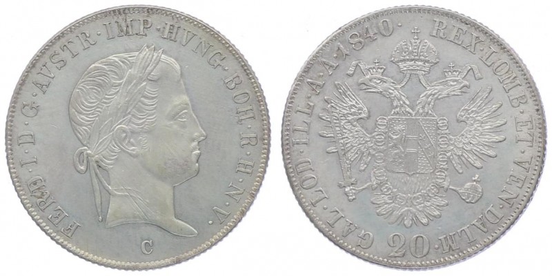 Ferdinand I. 1835 - 1848
20 Kreuzer, 1840 C. Prag
6,66g
Fr. 810
vz