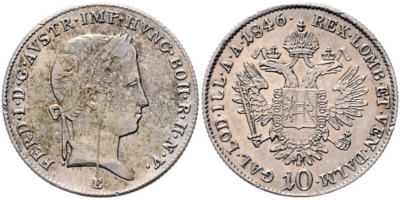 Ferdinand I. 1835 - 1848
10 Kreuzer, 1846 E. Karlsburg
3,87g
Fr. 867
ss