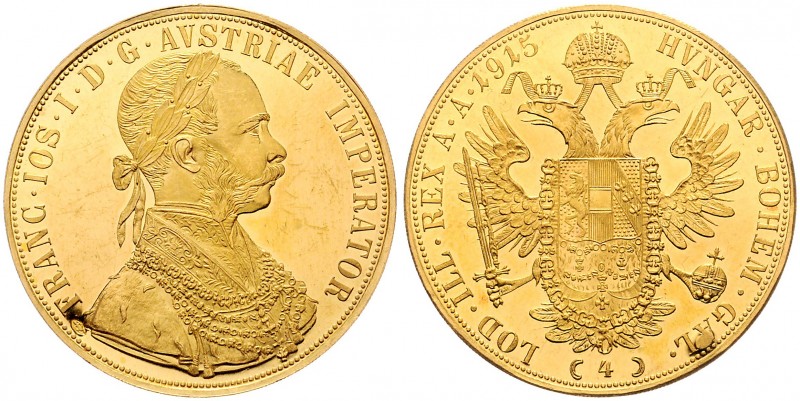 Franz Joseph I. 1848 - 1916
4 Dukaten, 1915. mit serbischer Kontermarke "Schwert...