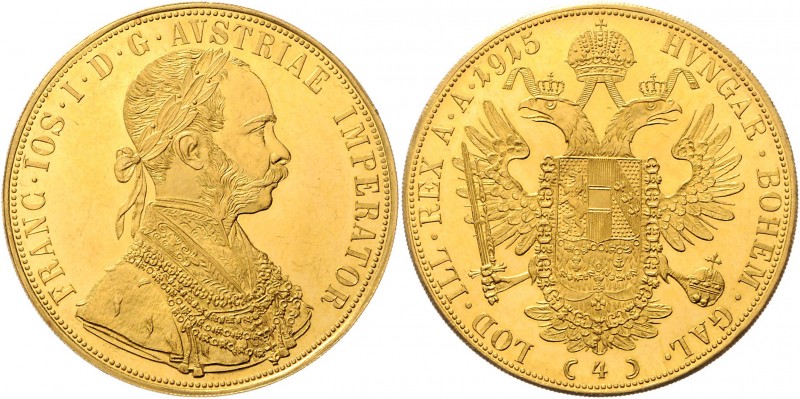 Franz Joseph I. 1848 - 1916
4 Dukaten, 1915. Original !! . Mit unterschieden zu ...