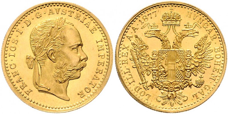 Franz Joseph I. 1848 - 1916
Dukat, 1877. Wien
3,47g
Fr. 1236
stgl