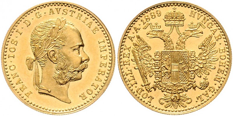 Franz Joseph I. 1848 - 1916
Dukat, 1889. Wien
3,50g
Fr. 1248
stgl