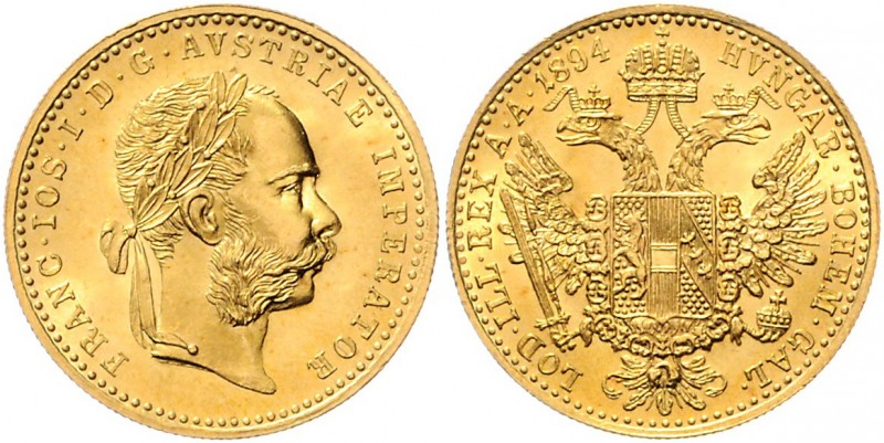 Franz Joseph I. 1848 - 1916
Dukat, 1894. Wien
3,50g
Fr. 1253
stgl