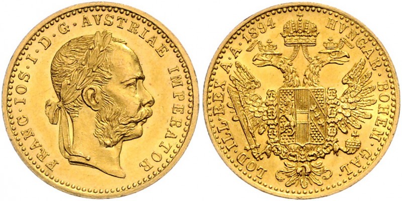 Franz Joseph I. 1848 - 1916
Dukat, 1894. Wien
3,50g
Fr. 1253
vz/stgl