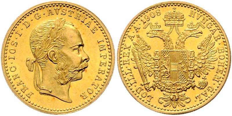 Franz Joseph I. 1848 - 1916
Dukat, 1908. Wien
3,50g
Fr. 1267
stgl