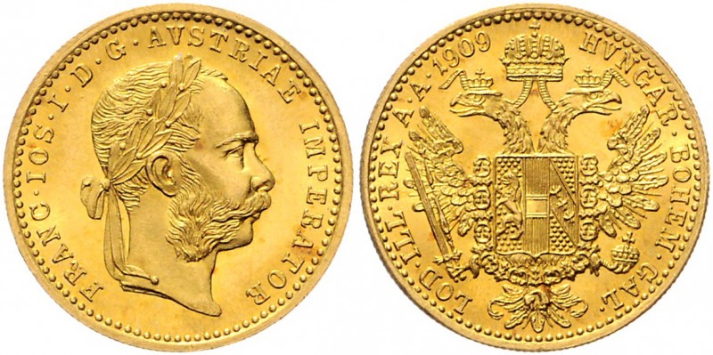 Franz Joseph I. 1848 - 1916
Dukat, 1909. Wien
3,50g
Fr. 1268
stgl