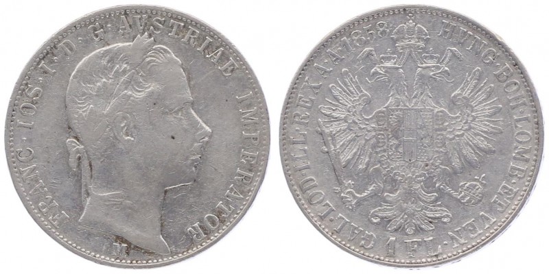 Franz Joseph I. 1848 - 1916
1 Gulden, 1858 M. Mailand
12,26g
Fr. 1449
ss