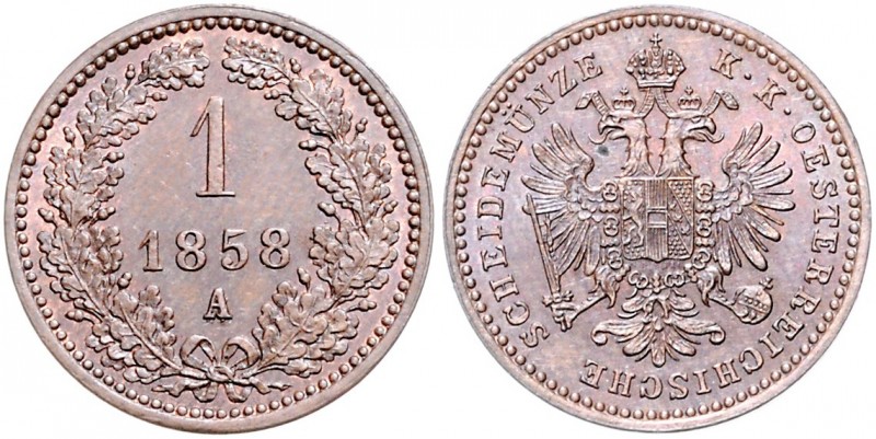 Franz Joseph I. 1848 - 1916
1 Kreuzer, 1858 A. Wien
3,29g
Fr. 1644
stgl