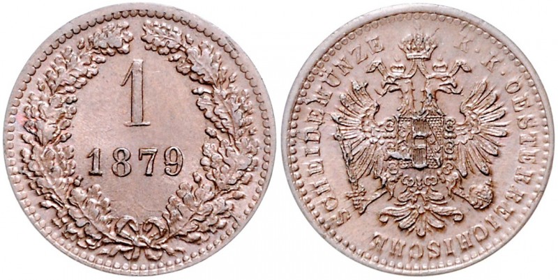 Franz Joseph I. 1848 - 1916
1 Kreuzer, 1879. Wien
3,26g
Fr. 1666
stgl