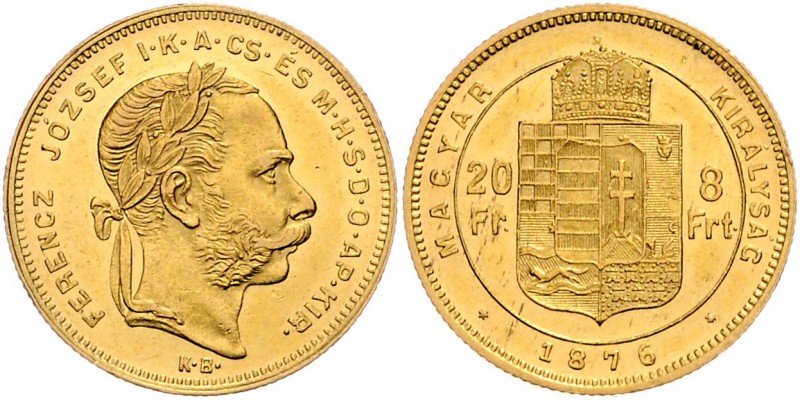 Franz Joseph I. 1848 - 1916
8 Forint, 1876 KB. Kremnitz
6,46g
Fr. 1723
vz