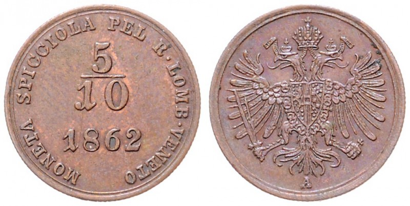 Franz Joseph I. 1848 - 1916
5/10 Soldo, 1862 A. Wien
1,71g
Fr. 1892
vz