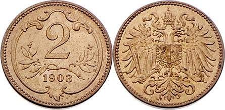 Franz Joseph I. 1848 - 1916
2 Heller, 1903. Wien
3,32g
Fr. 2019
stgl