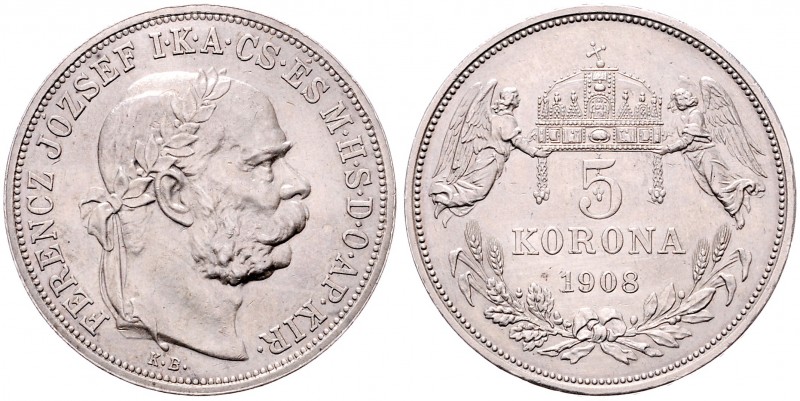 Franz Joseph I. 1848 - 1916
5 Korona, 1908 KB. Kremnitz
23,99g
Fr. 2106
vz/vz+