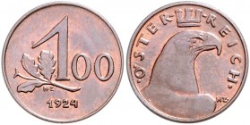 100 Kronen, 1924
1. Republik 1918 - 1933 - 1938. Wien. 1,68g
Her. 76
stgl