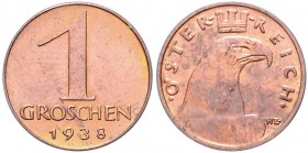1 Groschen, 1938
1. Republik 1918 - 1933 - 1938. Wien. 1,66g
Her. 90
stgl