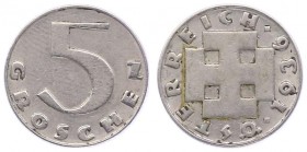 5 Groschen, 1936
1. Republik 1918 - 1933 - 1938. Wien. 3,00g
Her. 60
vz